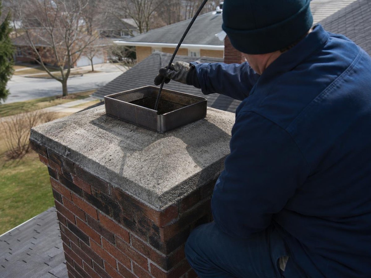 Crane Chimney Repair work in Brookline